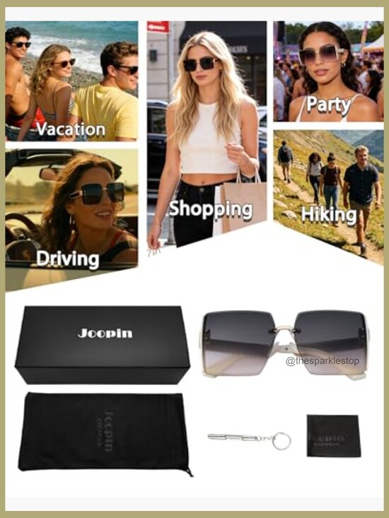 Oversized Square Rimless Sunglasses UV400 Protection Sunnies